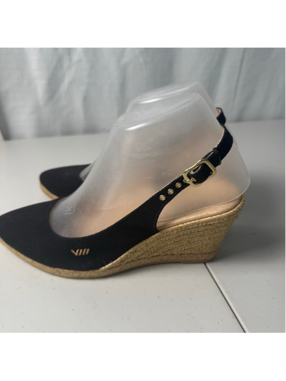Women's Viscata Palomera Espadrille Wedge Sandals Size EU 37/US 6.5 Black Beige - Picture 3 of 13